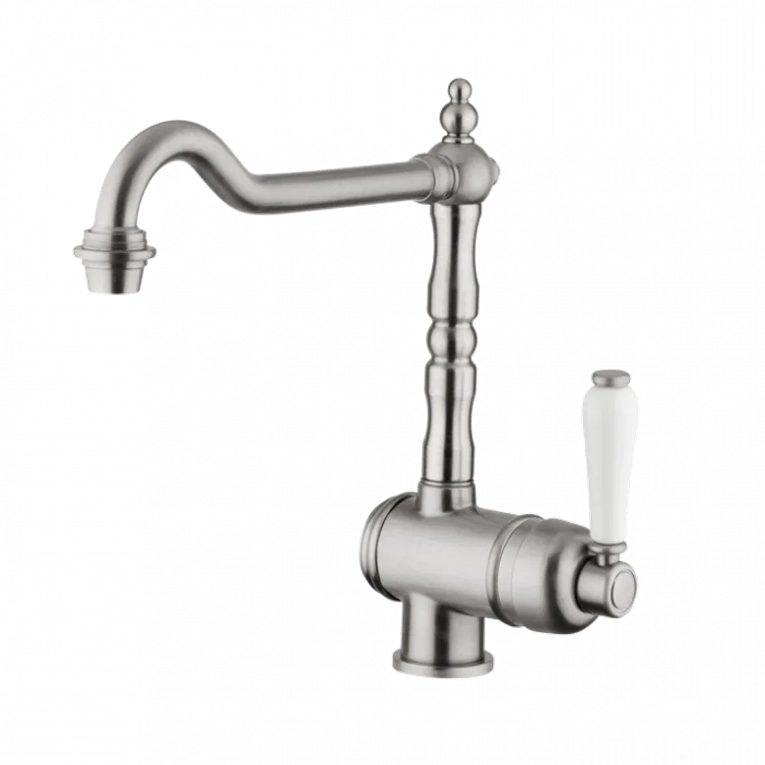 Abey Armando Vicario Provincial Single Lever Basin Mixer Brushed Nicke - Image 2