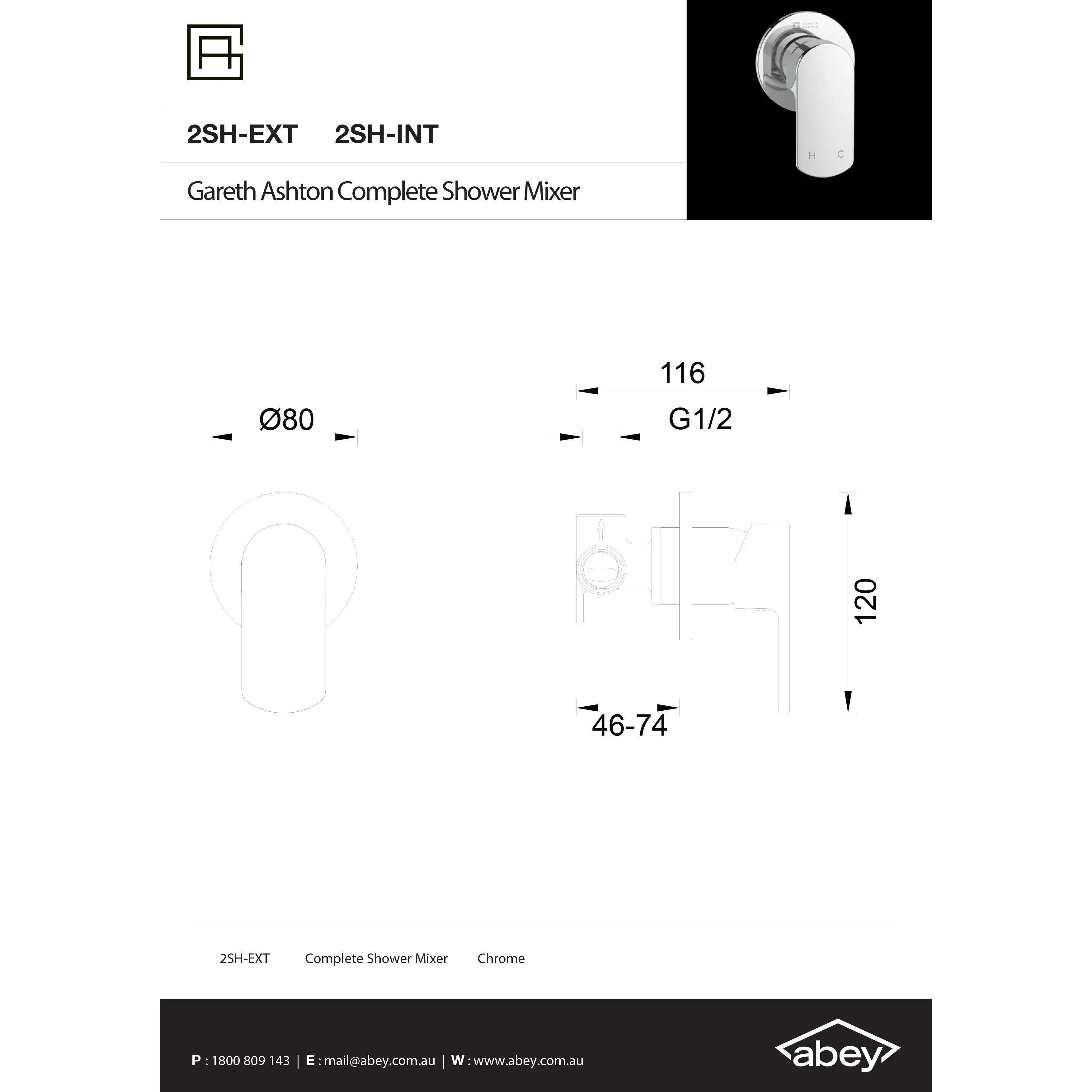 Abey Gareth Ashton Madison Avenue Shower Mixer Inc Body Cp - Image 5