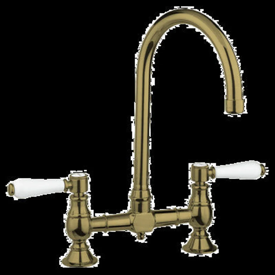 Abey Provincial Exp Breech Kitchen Tap Porcel Handles Bronze - Image 2