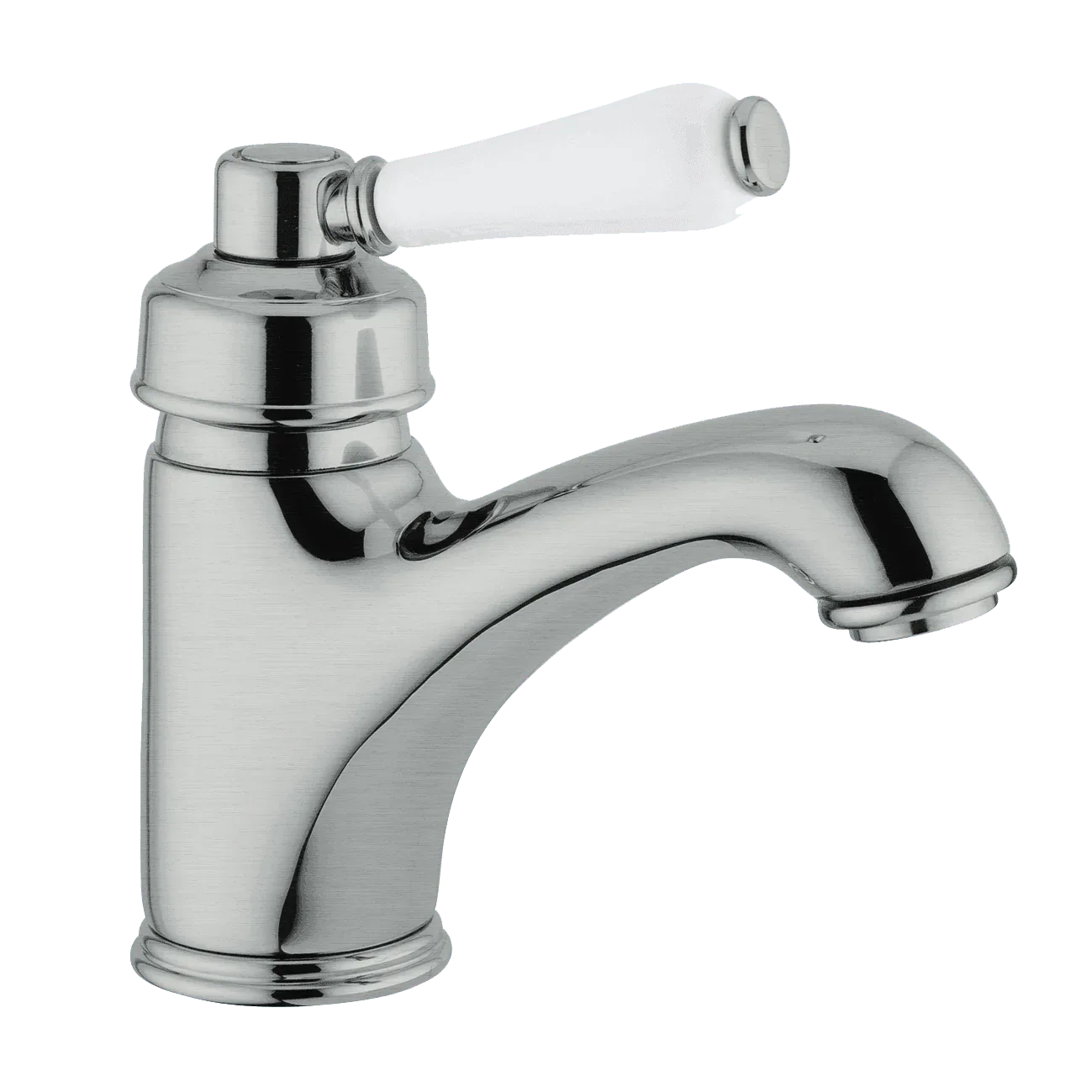 Abey Provincial Single Lever Basin Mixer Porc Handle B/Nickel