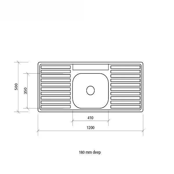 Acero S/S Sink  1B-2D 1200X500  3T By Seima(Seima P#:Sks-012-3T)