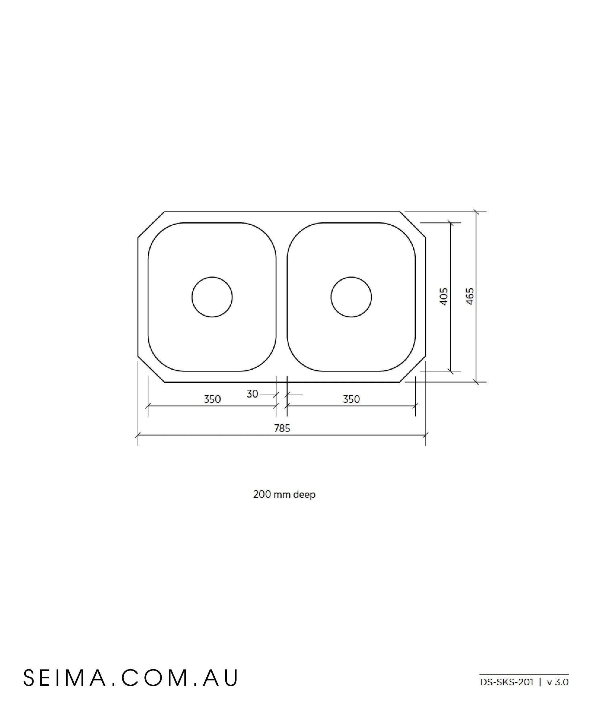Acero S/S Undermount Sink  2B  785X465 By Seima(Seima  P#:Sks-201) - Image 5
