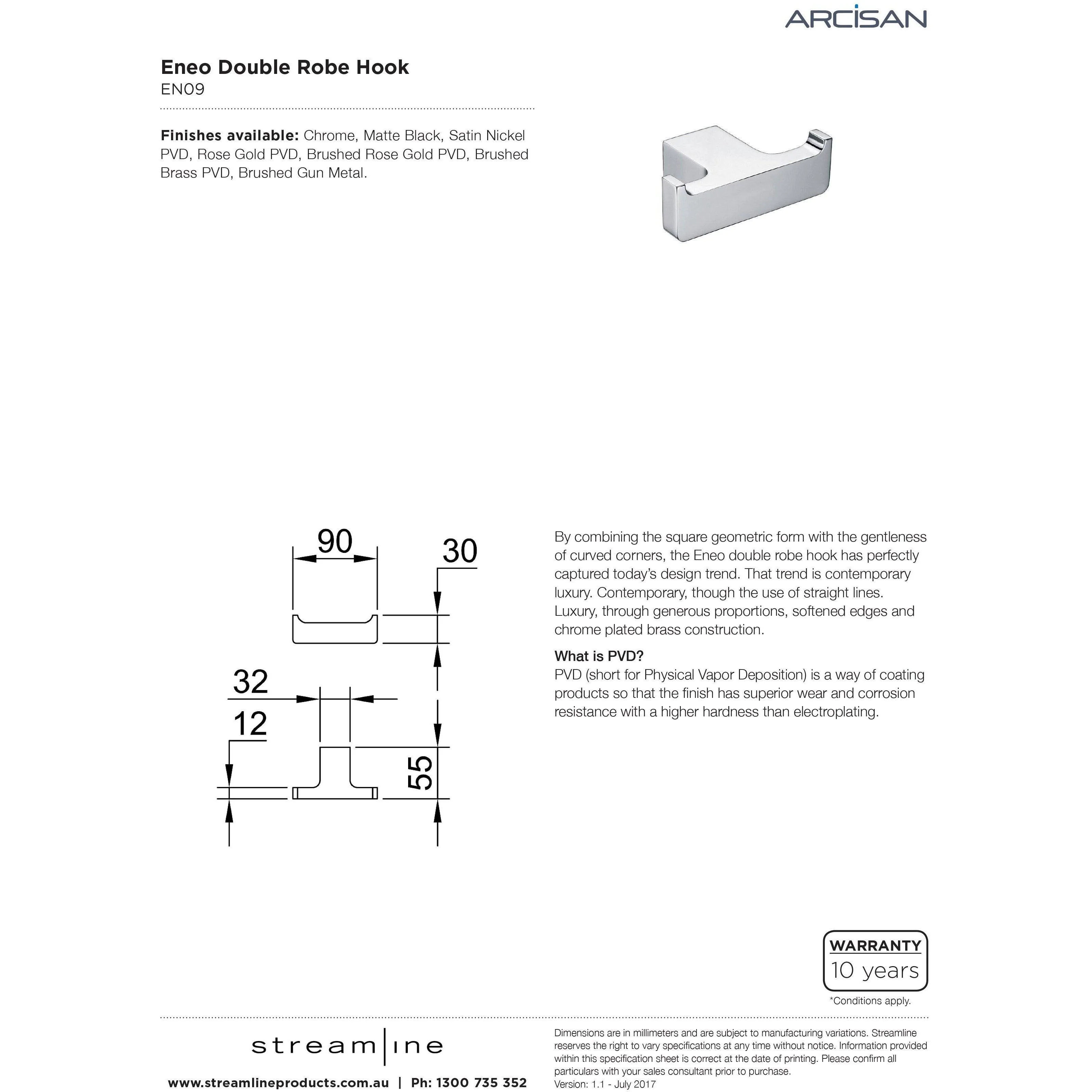 Streamline Arcisan Eneo Double Robe Hook - Chrome - Image 5