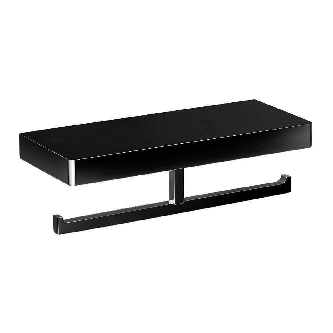 Streamline Arcisan Eneo Double Toilet Roll Holder With Shelf 30cm - Matt Black - Image 2