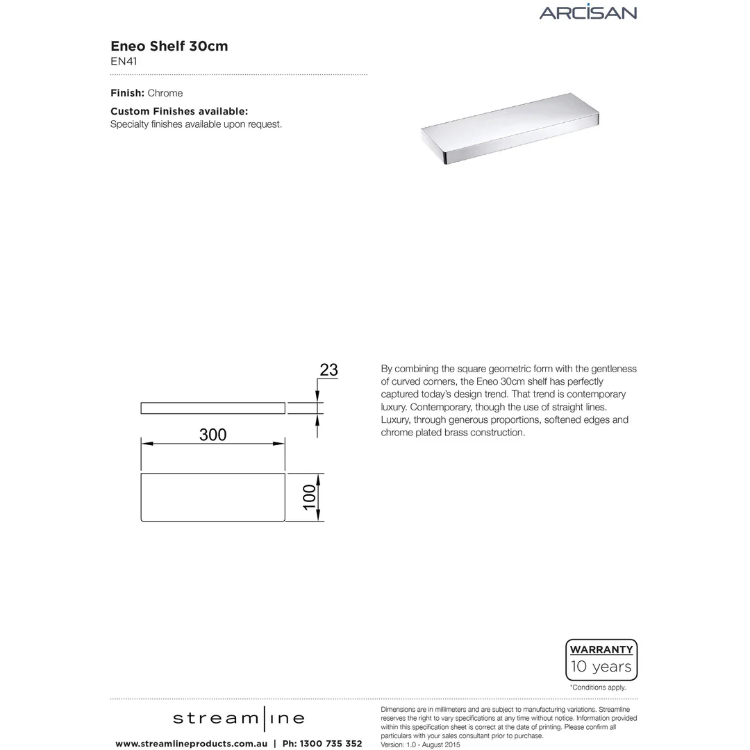 Streamline Arcisan Eneo Shelf 30cm - Chrome - Image 4