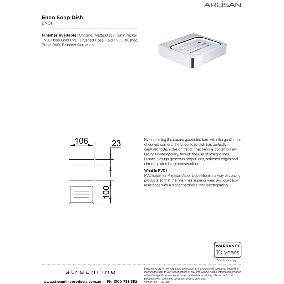 Streamline Arcisan Eneo Soap Dish With 3 Drain Slots - Matt Black - Image 3
