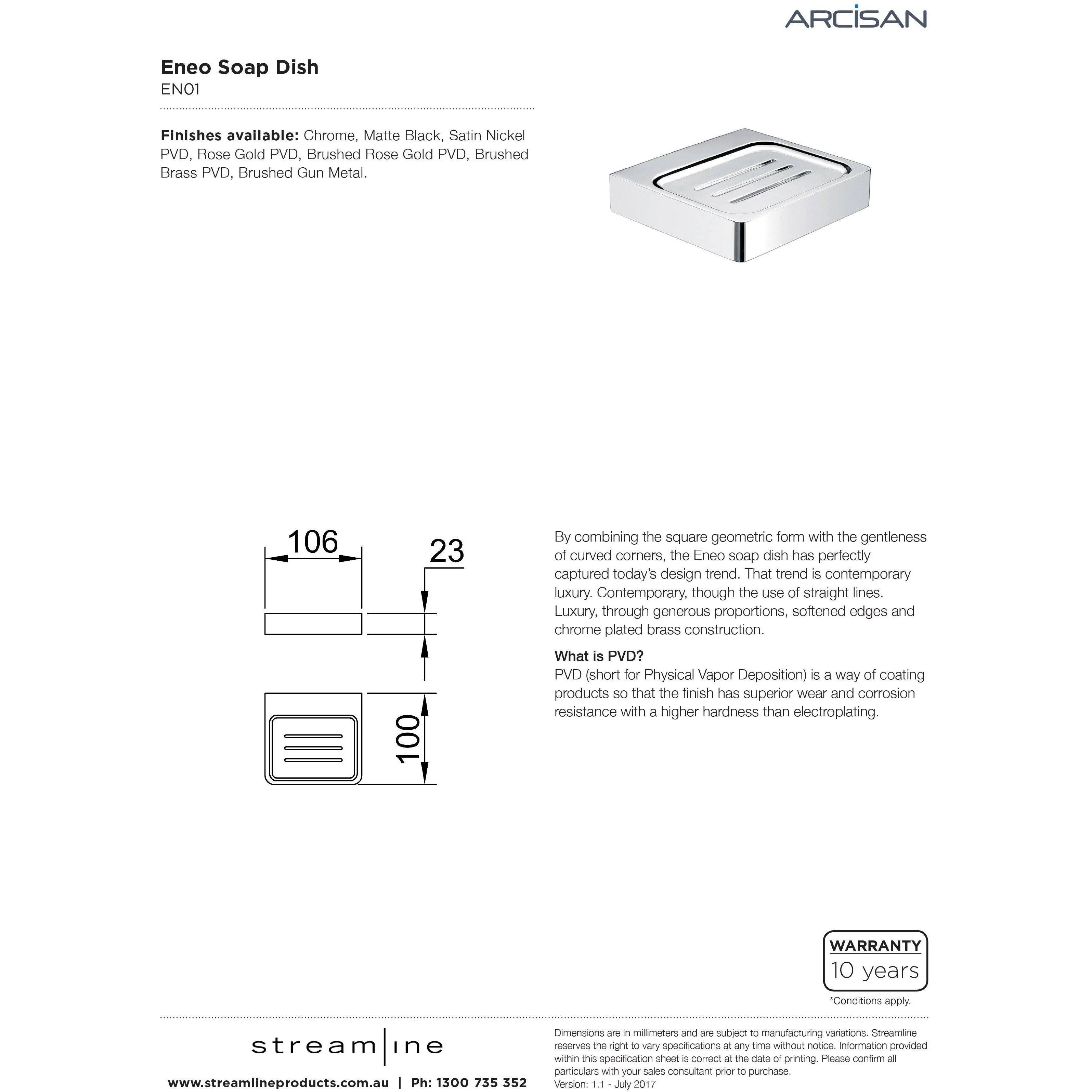Streamline Arcisan Eneo Soap Dish With 3 Drain Slots - Matt Black - Image 5