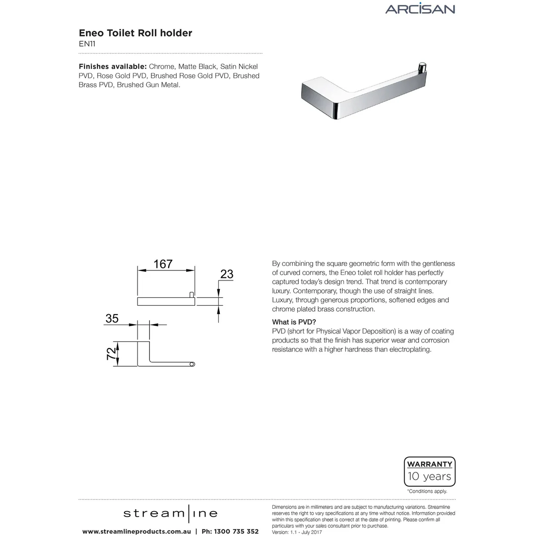 Streamline Arcisan Eneo Toilet Roll Holder - Matt Black - Image 4
