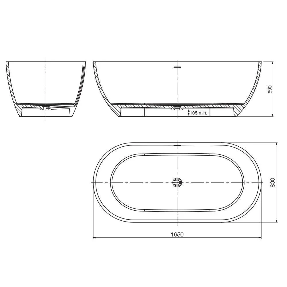 Arcisan Synergii F/Standing Bath Acrylic Gloss White 1650mm - Image 7