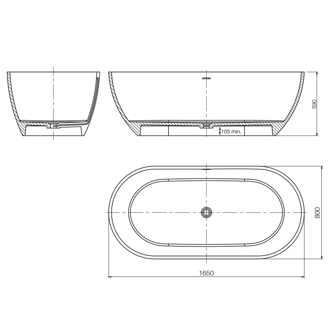 Arcisan Synergii F/Standing Bath Acrylic Matte White  1650mm - Image 5