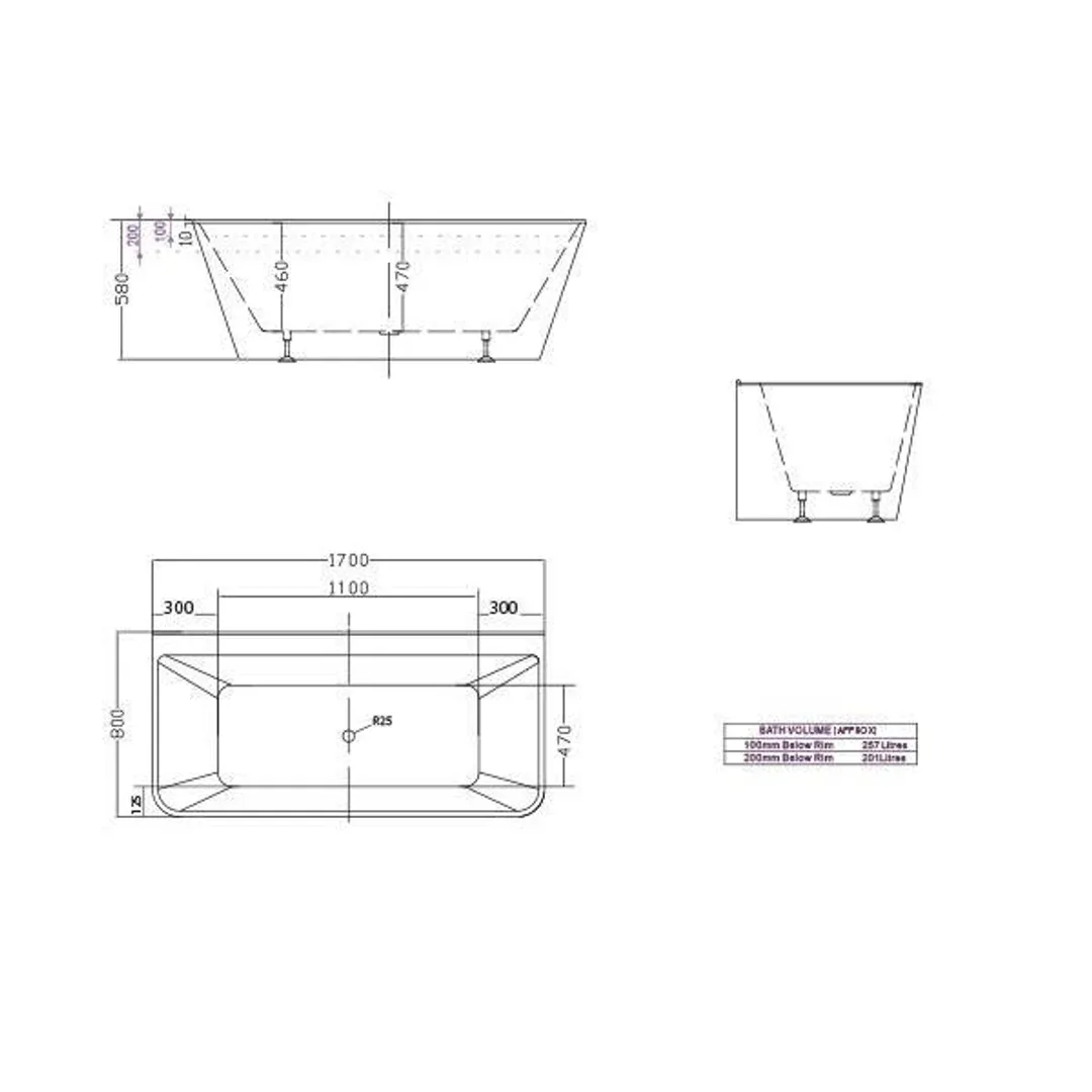 Aria Back To Wall Freestanding Bath White 1700mm - Image 5