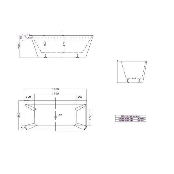 Aria Back To Wall Freestanding Bath White 1700mm - Image 6
