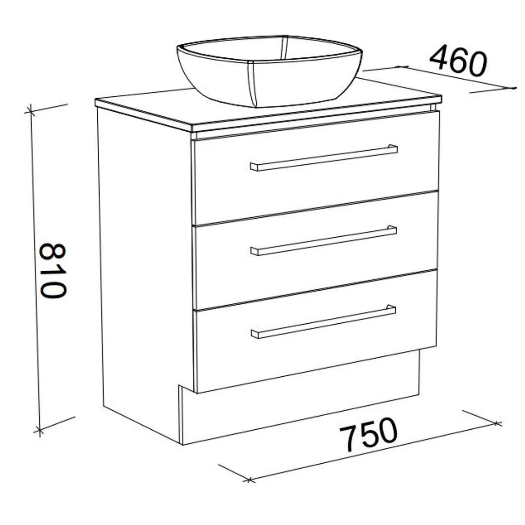 ASHTON VANITY CABINET ONLY 735MM   NO TOP FLOORSTANDING(TIMBERLN P#:A75XF) - Image 2