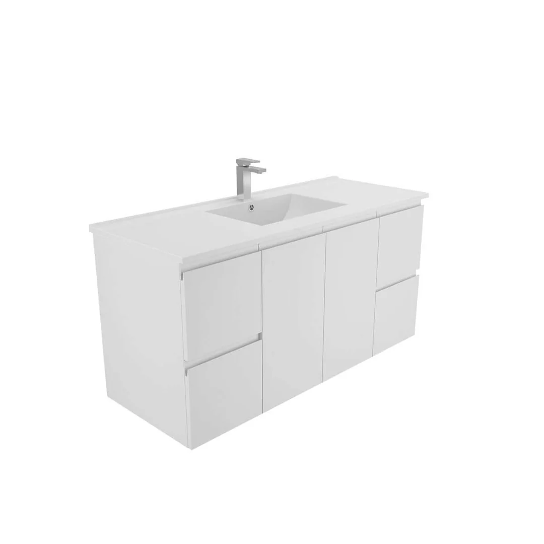 Aspire Unity II 1200 Vanity 1 Tap Hole W/Hung C/W Sq Ceramic Top Wh - Image 2