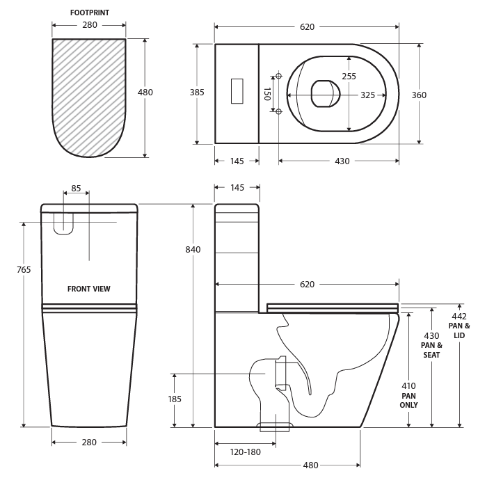 Aspire Urban II Back to Wall Toilet Suite Soft Close Seat - Image 3
