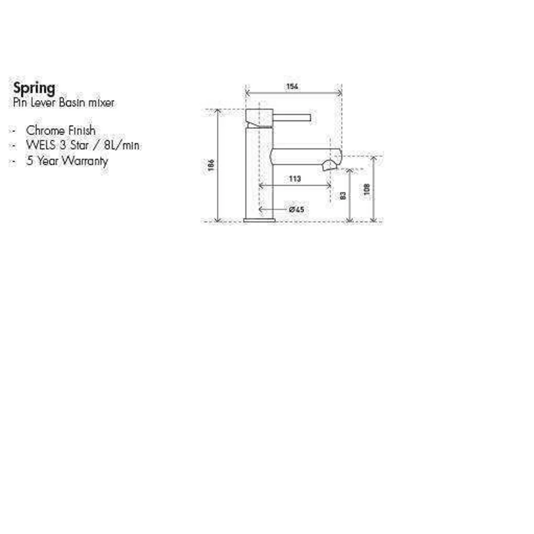 Aspire Spring Pin Lever Basin Mixer - Image 4