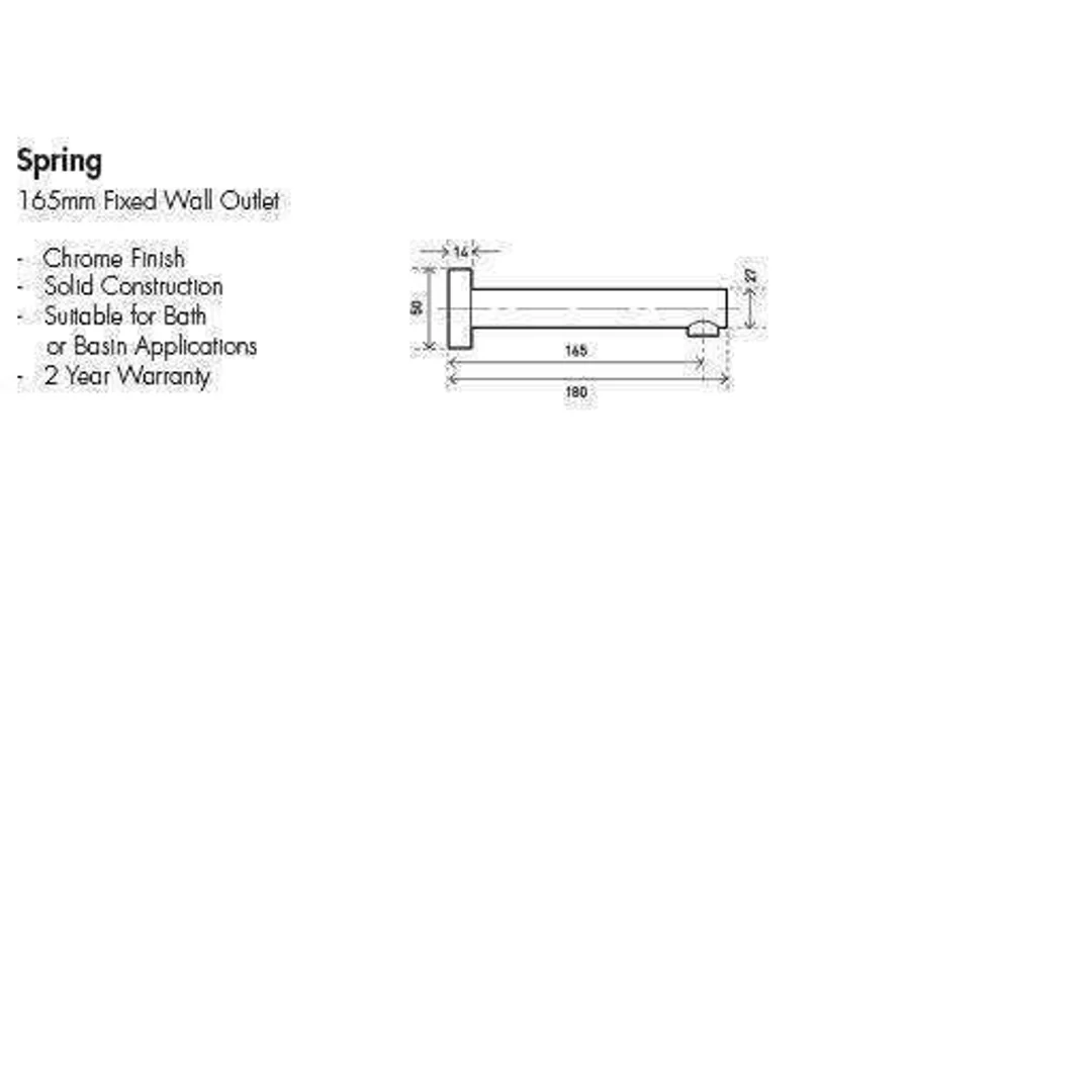 Aspire Spring Bath Outlet 165mm  Chrome - Image 3
