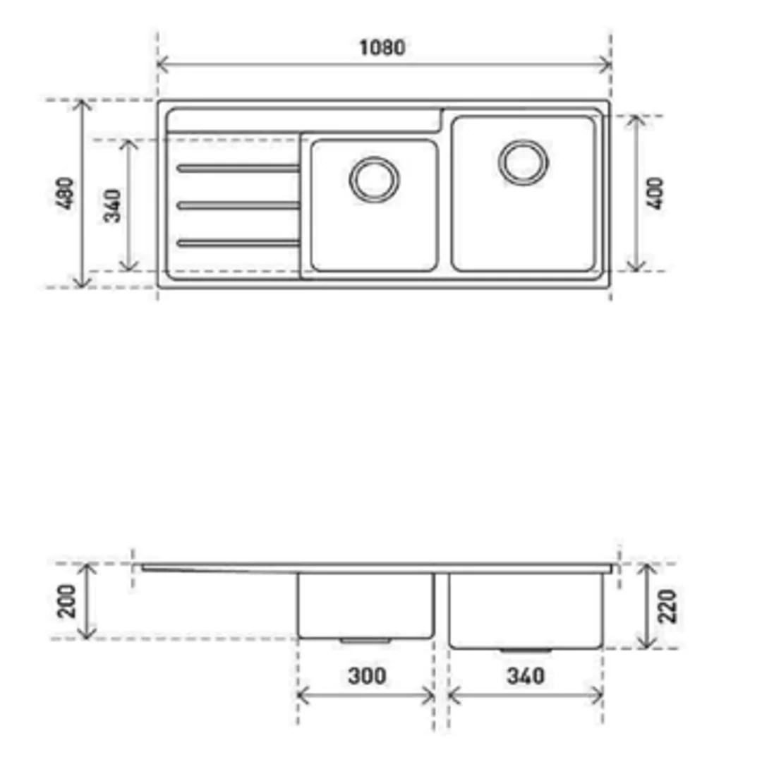 Aspire Unity 1&3/4 Rh Bowl 1080 X 480 S/Steel Sink - Image 3