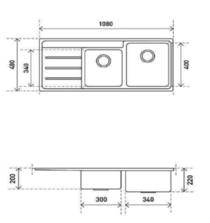 Aspire Unity 1&3/4 Rh Bowl 1080 X 480 S/Steel Sink - Image 4