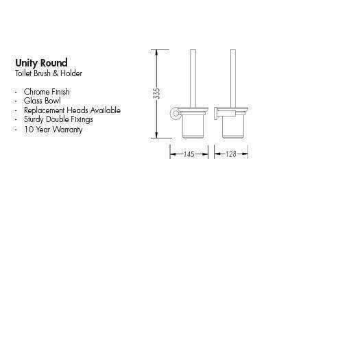 Aspire Unity Round Toilet Brush And Holder Chrome **23005** - Image 5