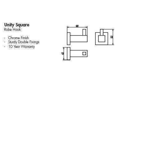 Aspire Unity **Square** Robe Hook Chrome - Image 5