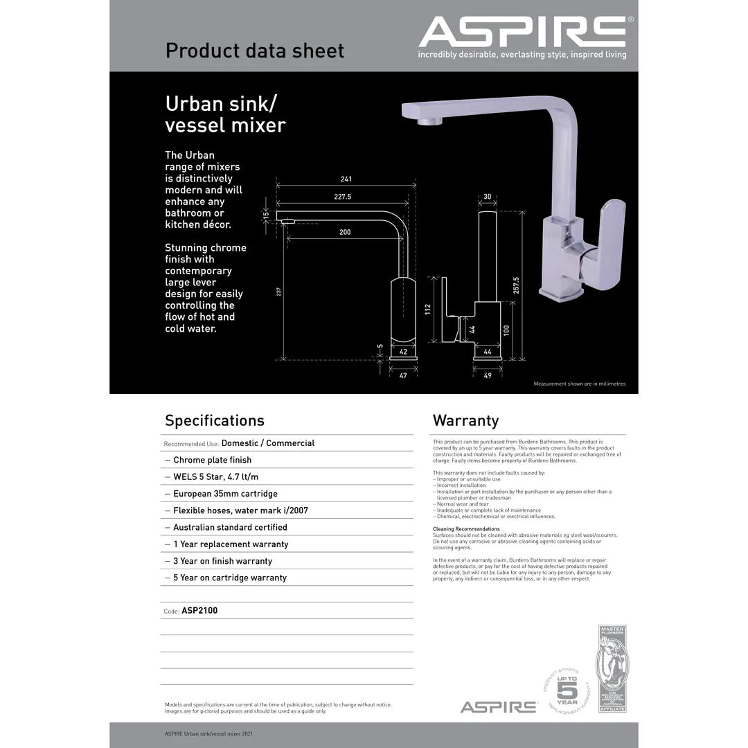 Aspire Urban Sink/Vessel Mixer C/P - Image 4