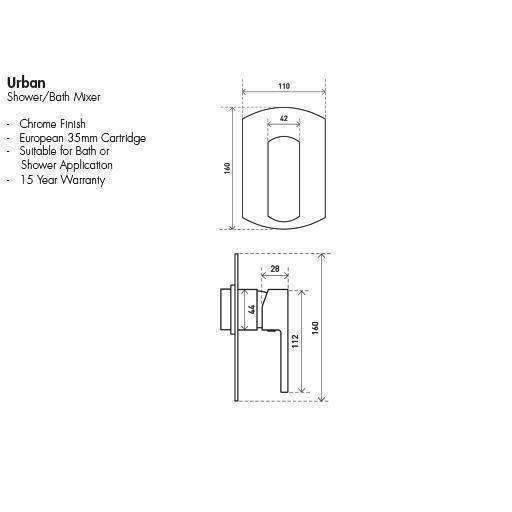 Aspire Urban Shower/Bath Mixer C/P - Image 6