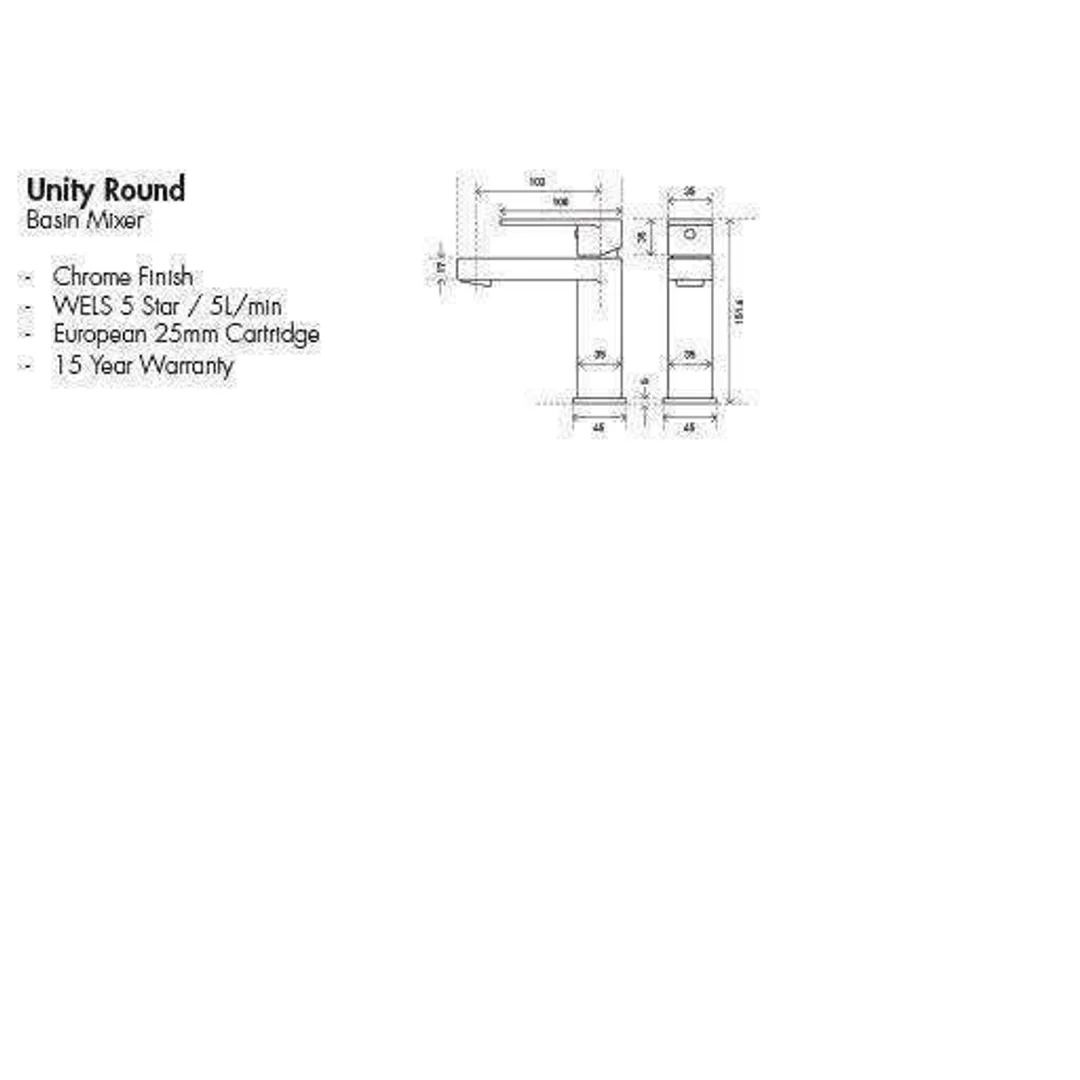 Aspire Unity **Round** Basin Mixer Chrome - Image 3