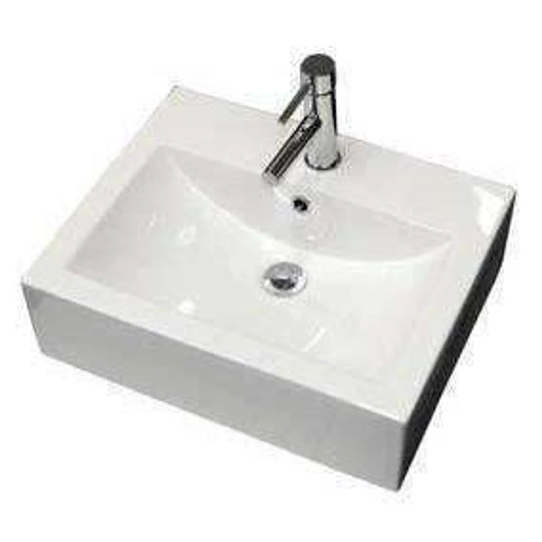 Aspire Spring Square Above Counter Basin White 1 Tap Hole 515 X 412 - Image 2