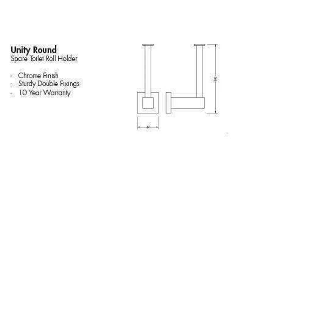 Aspire Unity Round Str/Spare Toilet Roll Holder Chrome **23211** - Image 4