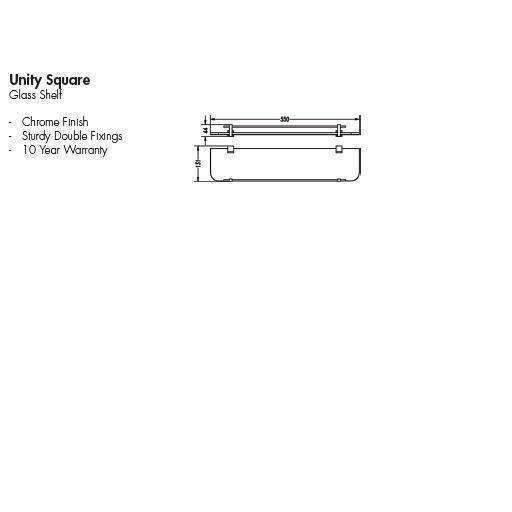 Aspire Unity **Square** Glass Shelf  Chrome 500mm **24103** - Image 5