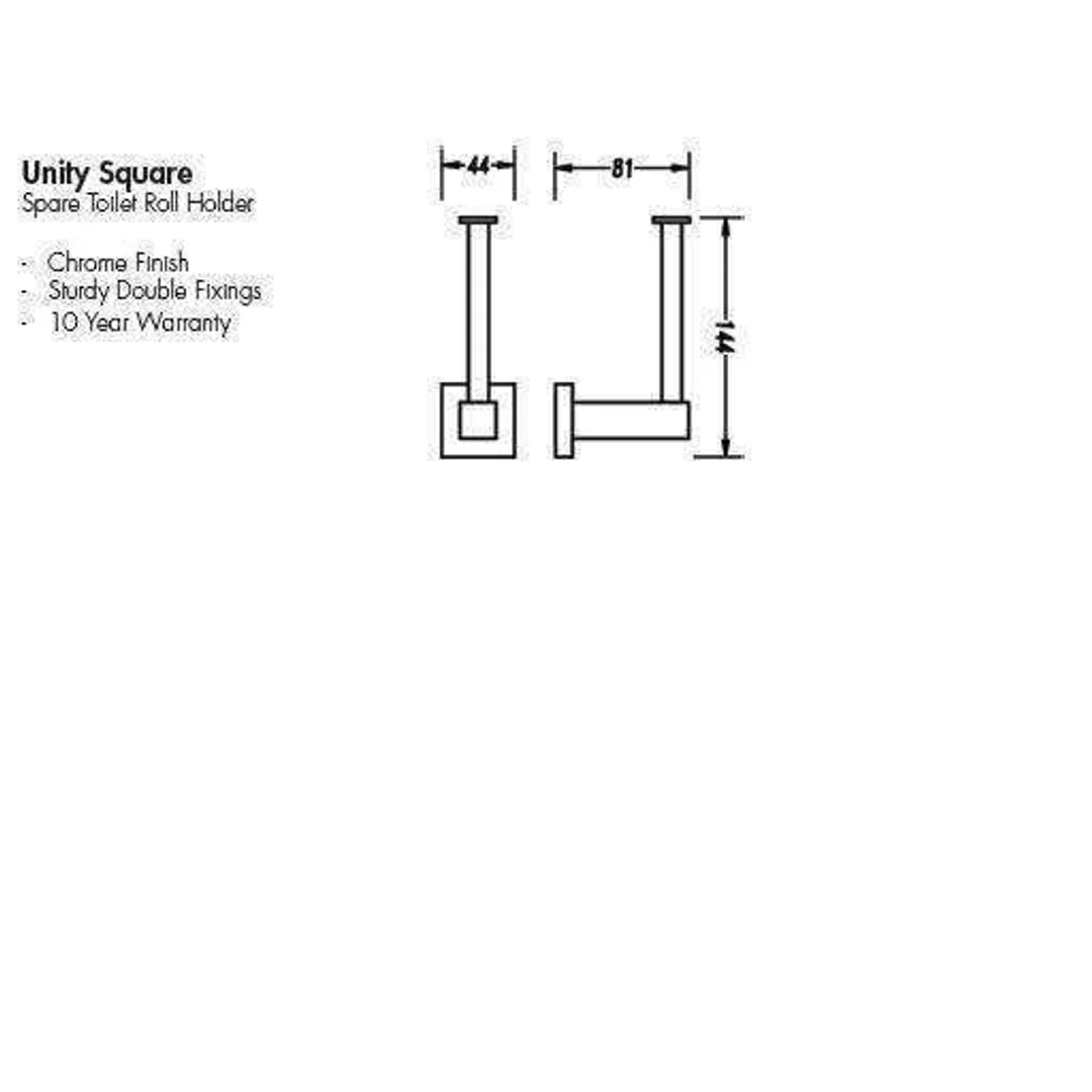 Aspire Unity **Square** Straight/Spare Toilet Roll Holder Cp **24 - Image 4