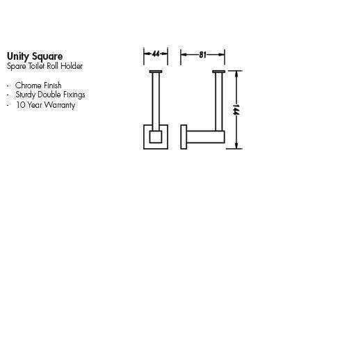 Aspire Unity **Square** Straight/Spare Toilet Roll Holder Cp **24 - Image 5