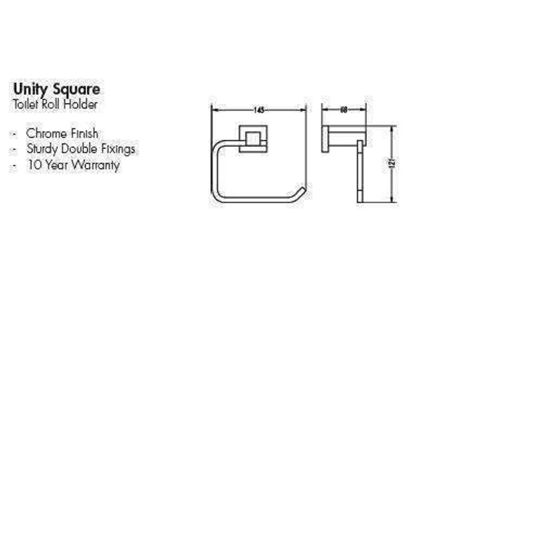 Aspire Unity **Square** Toilet Roll Holder Chrome **24011** - Image 4