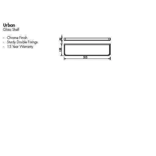 Aspire Urban Glass Shelf 500mm Chrome **68003** - Image 3