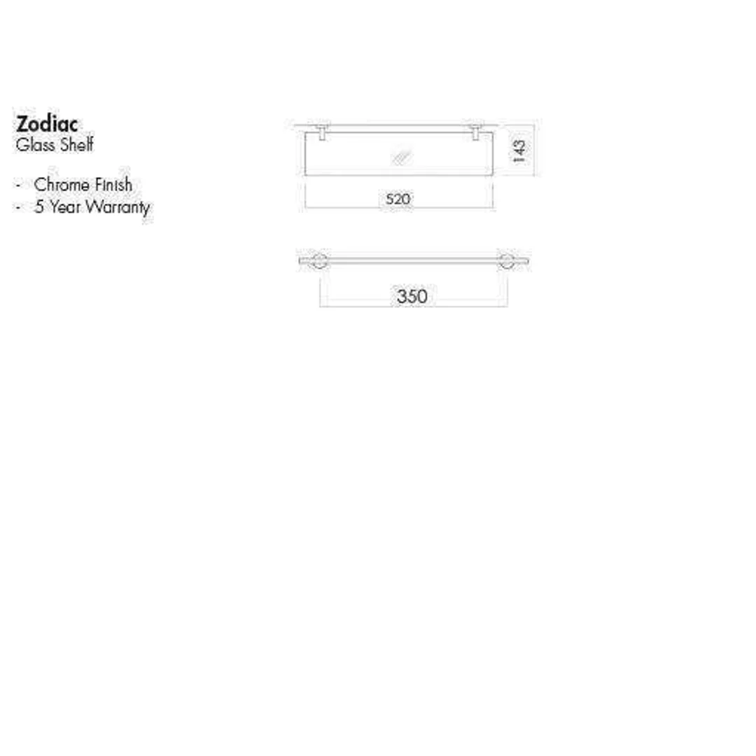 Aspire Zodiac Glass Shelf Chrome - Image 3