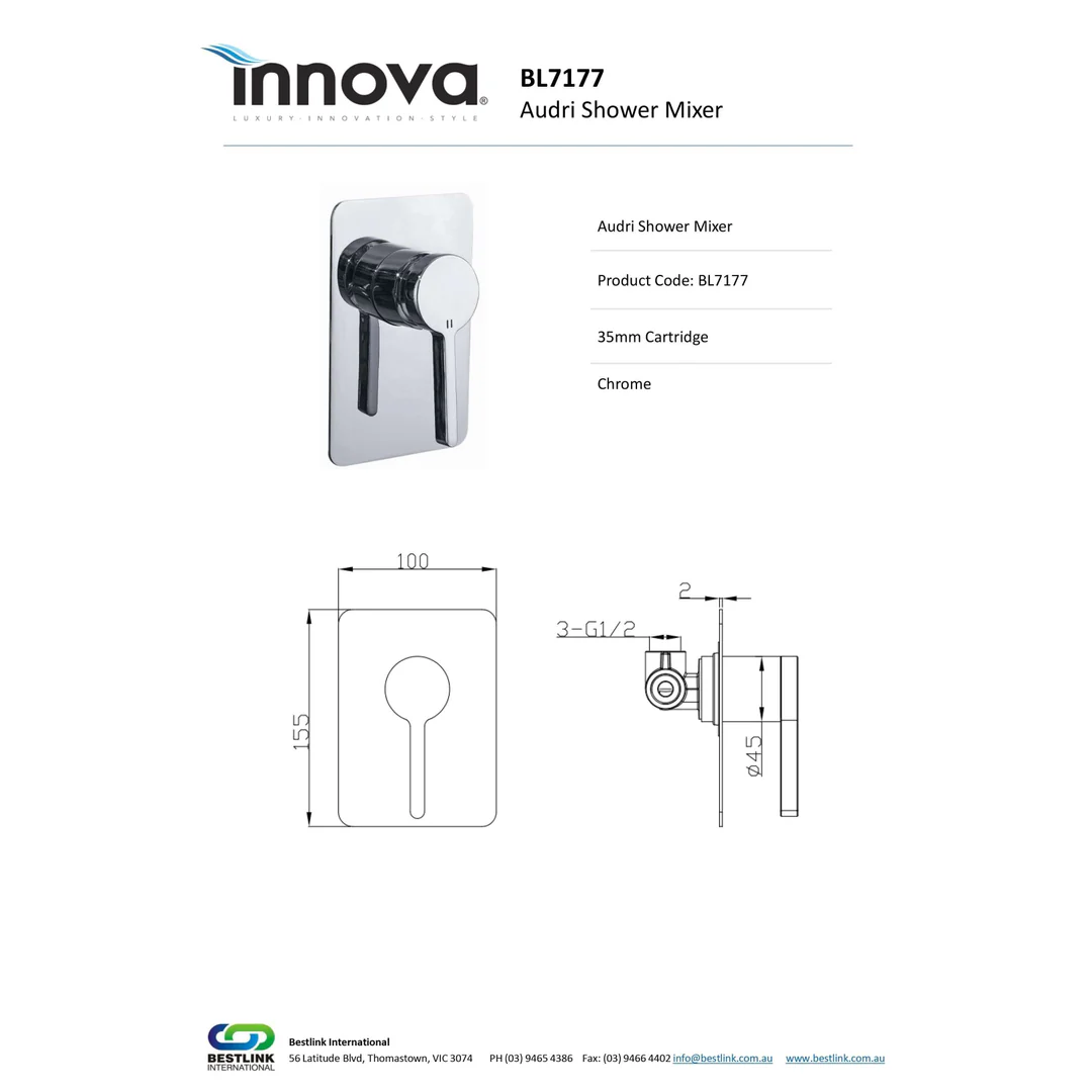 Audri Shower Mixer Rectangular Plate - Image 4