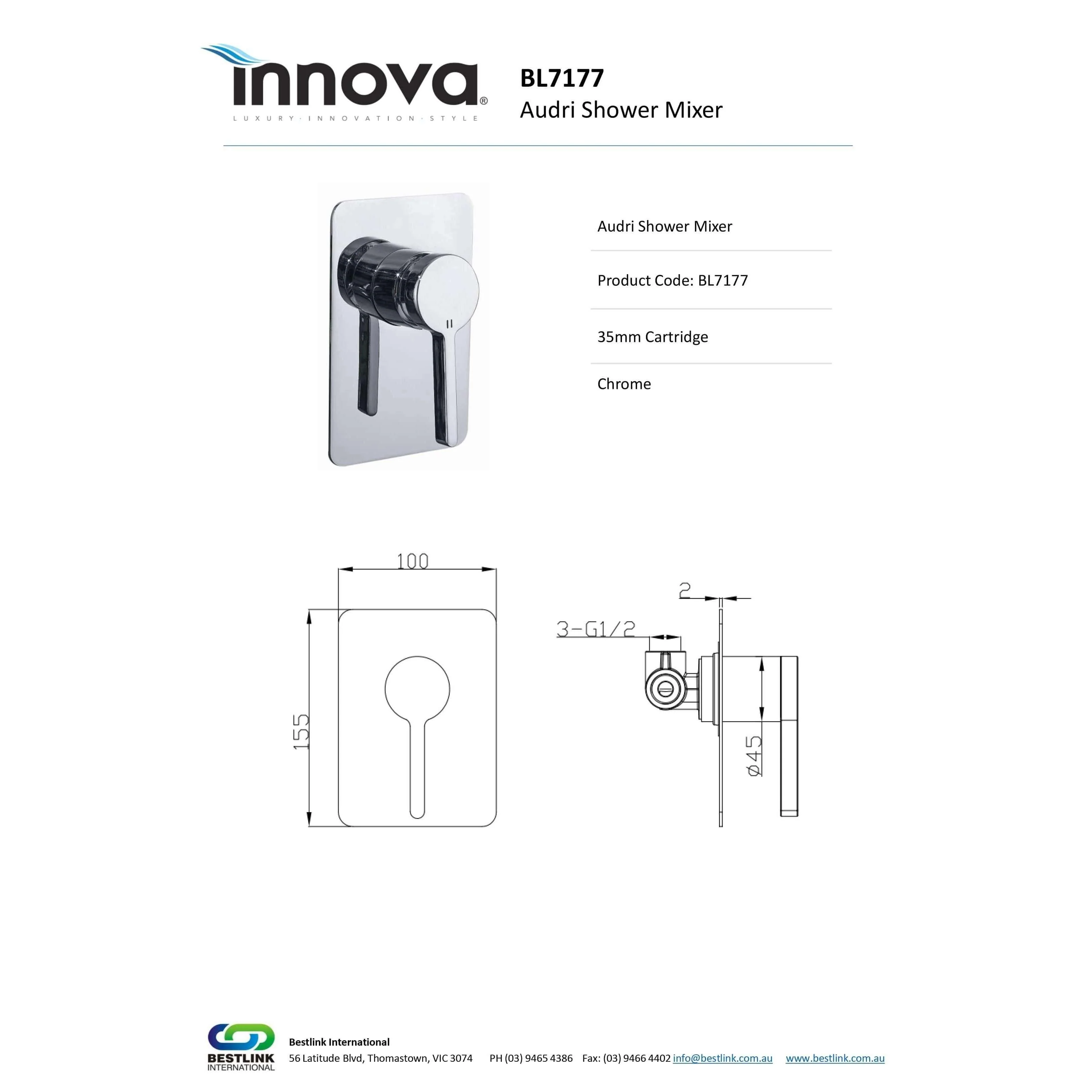 Audri Shower Mixer Rectangular Plate - Image 5