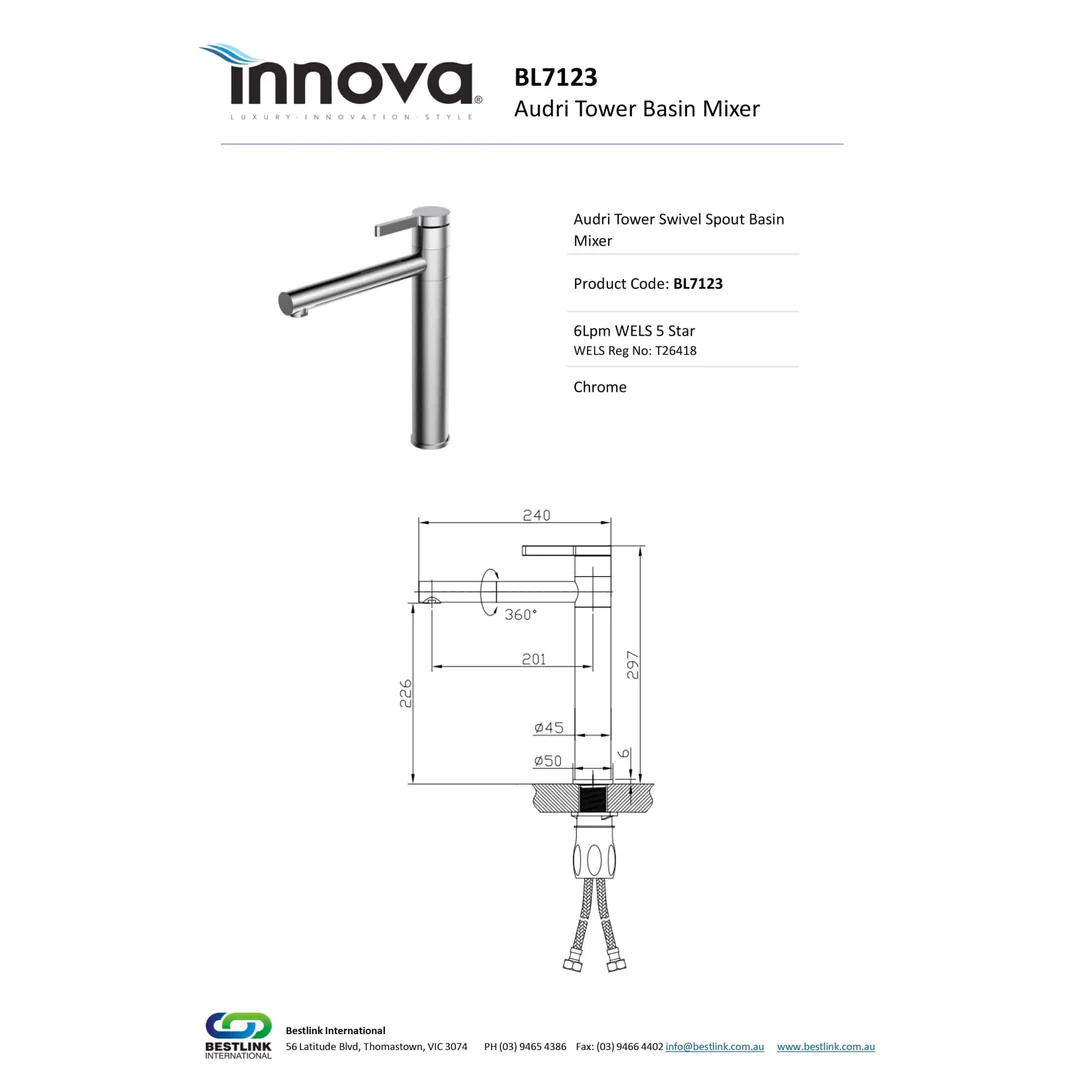 Audri Swivel Tower Basin Mixer - Image 4