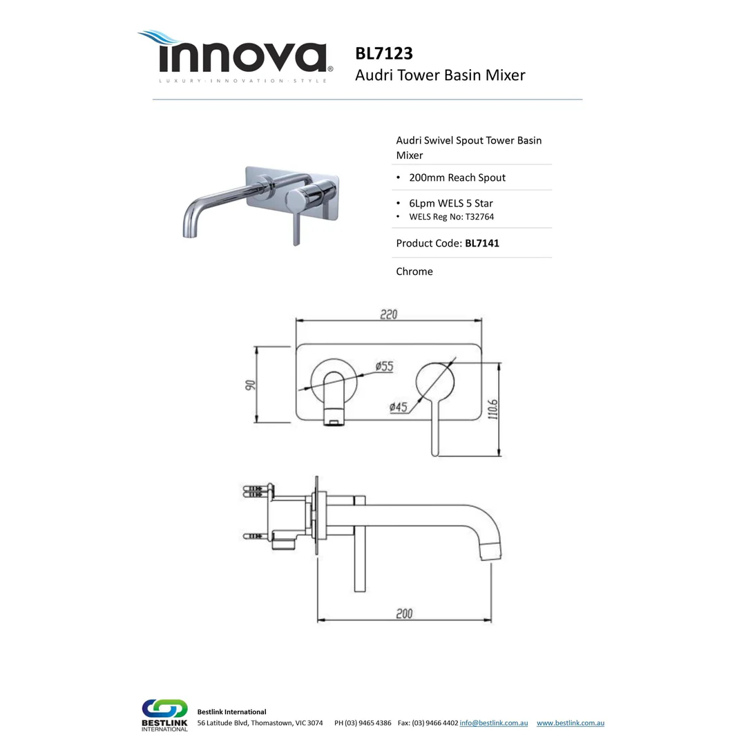 Audri Wall Basin Mixer Set - Image 4