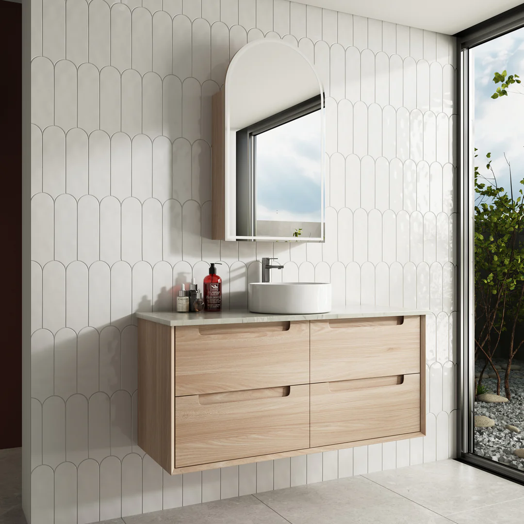 Aulic Ainsley Finger Pull Cabinet 1200*460*560Mm With Pure Stone Top With Undermount Basin