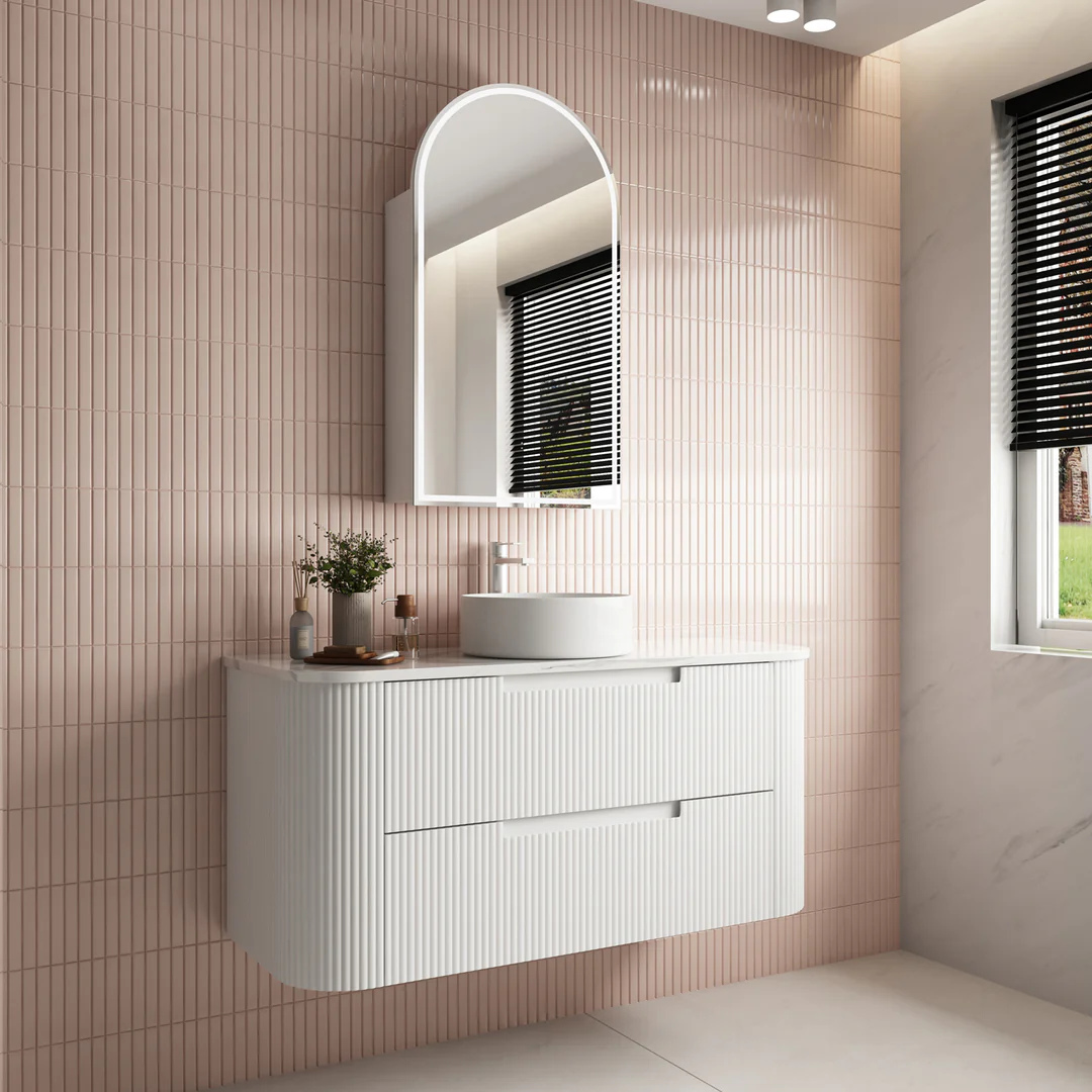 Aulic Curva 1200mm Wall-Hung Vanity - Pure Flat Stone Top - Image 2