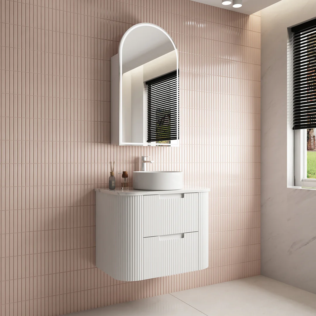 Aulic Curva 750mm Wall-Hung Vanity - Pure Flat Stone Top - Image 2