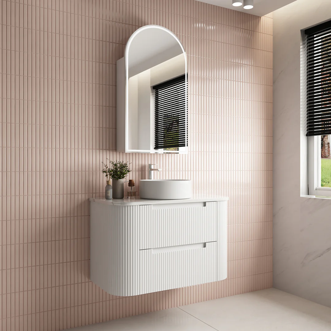 Aulic Curva 900mm Wall-Hung Vanity - Pure Flat Stone Top - Image 2