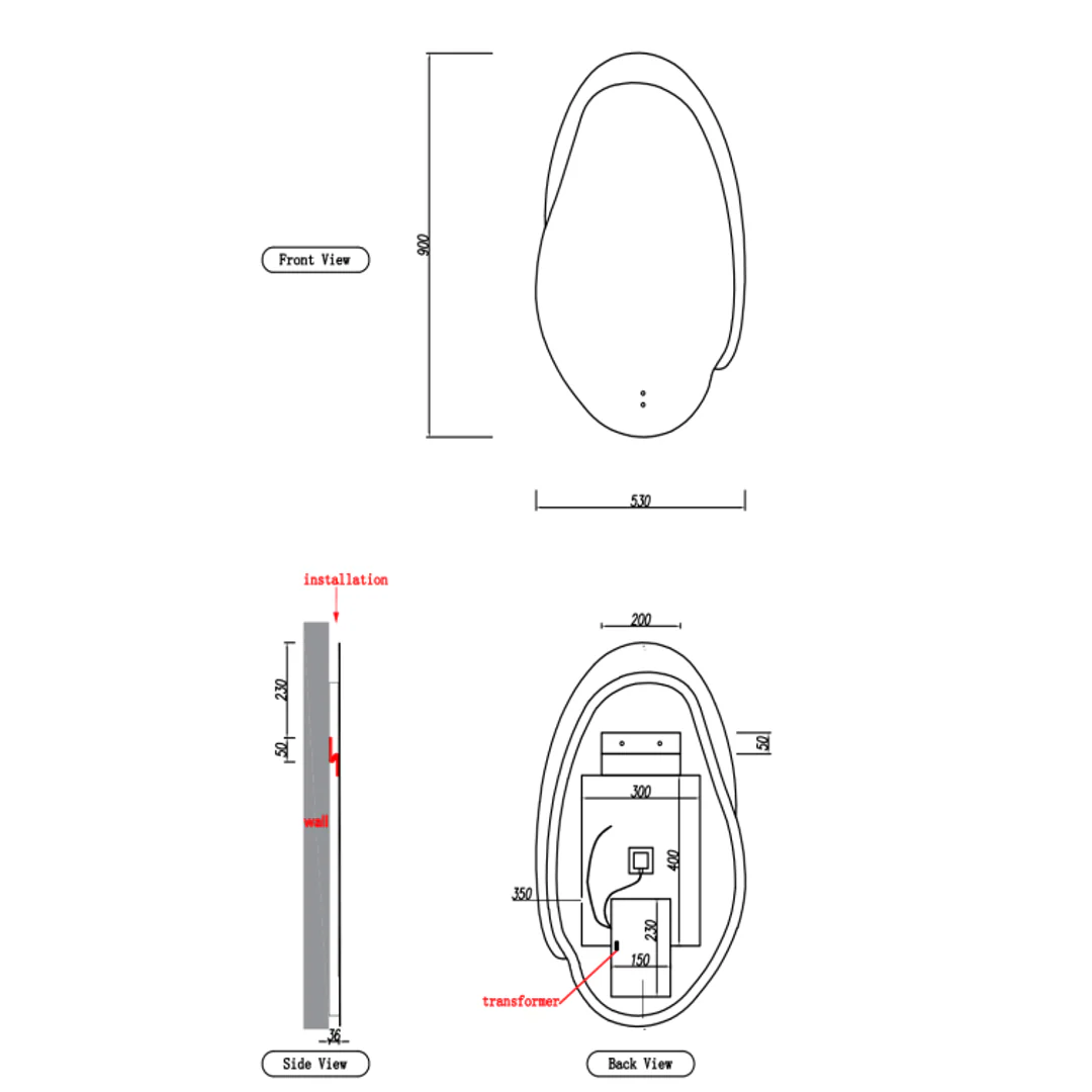 Aulic Evanston Mirror 530mm With Matte Grey Acrylic Edge Matte Grey - Image 2
