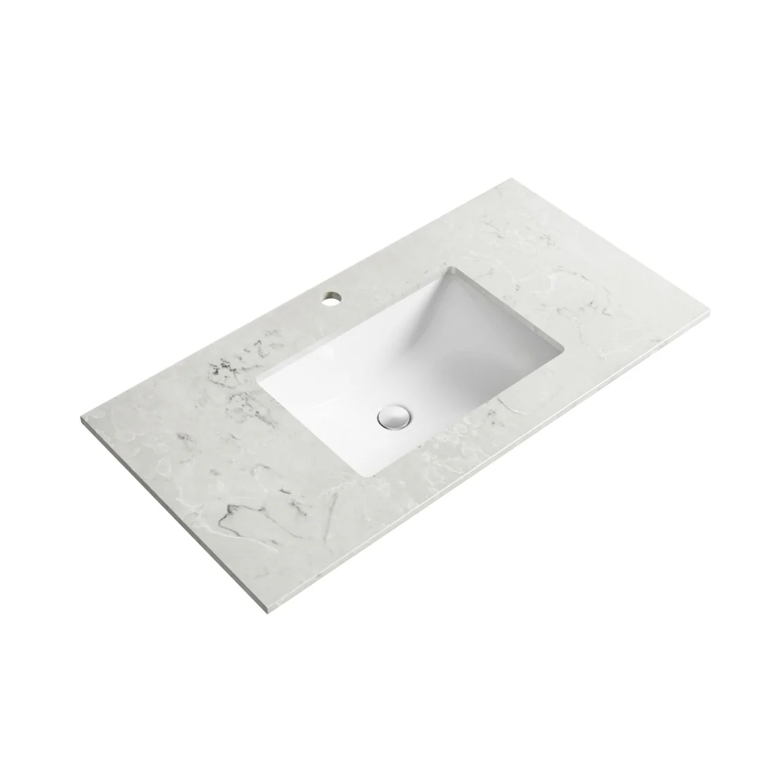 Aulic Leona 600mm Freestanding Vanity - Undermount Basin with Alpine White Stone Top - Image 3