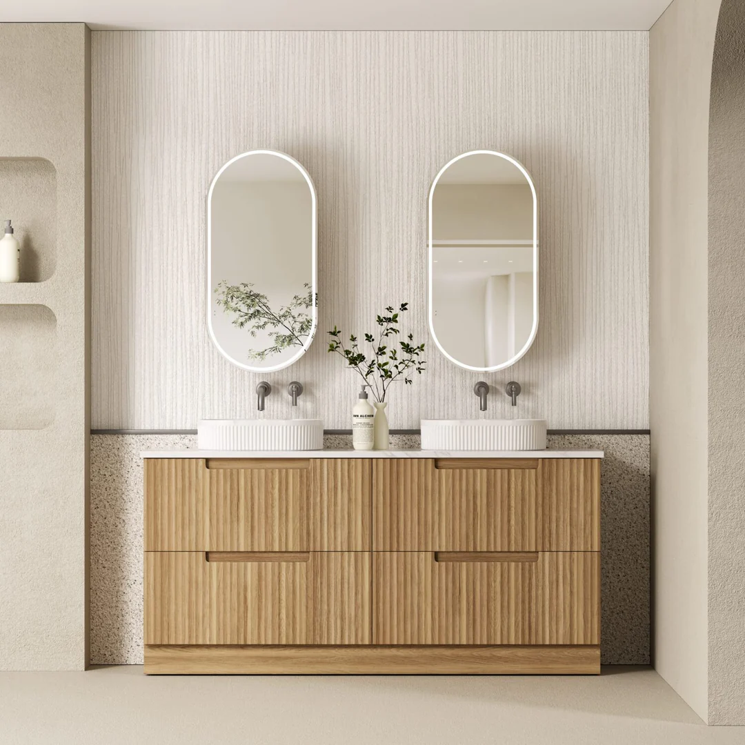 Aulic Lovina Floor Standing 1800mm Harvest Oak Fluted Cabinet 1780X450X400mm - Image 2