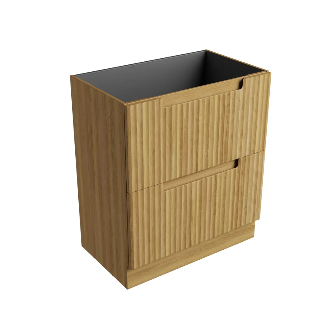Aulic Lovina Floor Standing 750mm Harvest Oak Fluted Cabinet 730X450X400mm