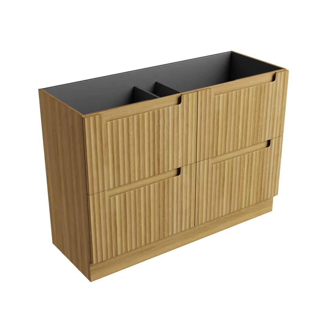 Aulic Lovina Floor Standing Harvest Oak Fluted Cabinet 1200X460X420mm With Ceramic Top