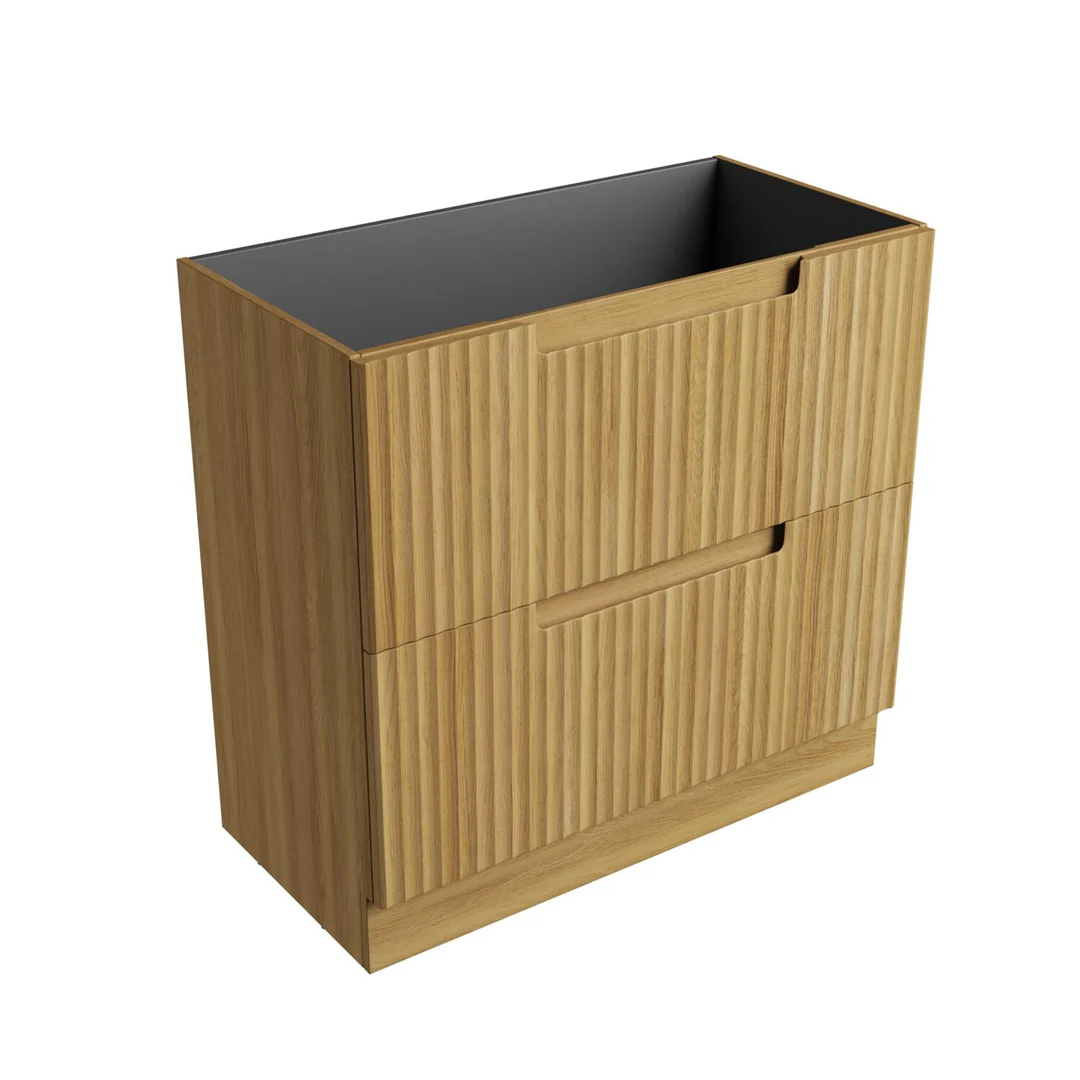 Aulic Lovina Floor Standing Harvest Oak Fluted Cabinet 900X460X420mm With Ceramic Top